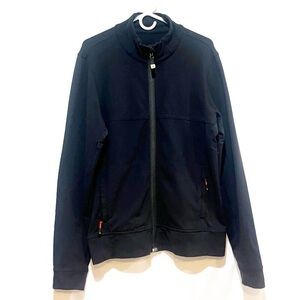 MENS LULULEMON FULL ZIP LONG SLEEVE TRACK JACKET. FRONT ZIP POCKETS.